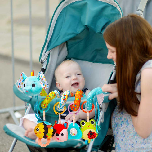 ORZIZRO 0-6 0 3 6 12 Stroller Toys, Car Seat Toys for Babies Infants Months, Activity Spiral Plush Hanging Toy Gift