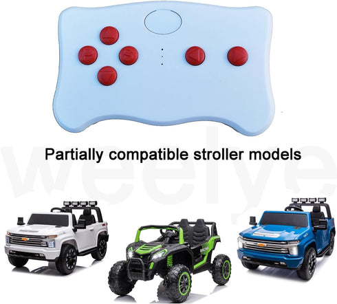 (TX10) 2.4G weelye red Button Bluetooth Remote Control, No Universal,for Kids Electric Ride On Car Only with Brand