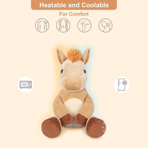 SuzziPals Heatable & Coolable Horses Stuffed Animals, Microwave Heating Pad, Horses Plush for Companion, Cute Plushies
