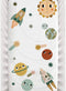 Rookie Humans 100% Cotton Sateen Fitted Crib Sheet: Space Explorer. Modern Nursery,