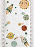 Rookie Humans 100% Cotton Sateen Fitted Crib Sheet: Space Explorer. Modern Nursery,