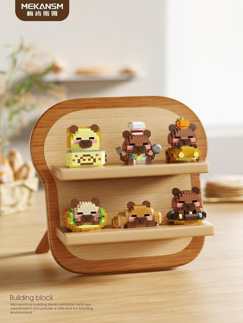 Sacblirr Set Sandwich Hot Dog Cute Capybara Baking Bread Series Mini Building Toy Kawaii Animals Micro Adorable Pet