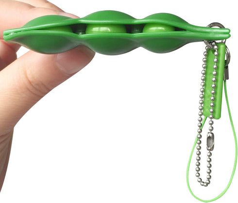 Acerich 3 Pack Edamame Keychain Fidget Toys, Squeeze-a-Bean Puchi Puti Mugen Keyring Pea Keychain Gift