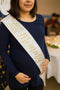 Twinkle Little Star Baby Shower Sash Banner - Mommy to Be White & Gold with Rhinestone Pin