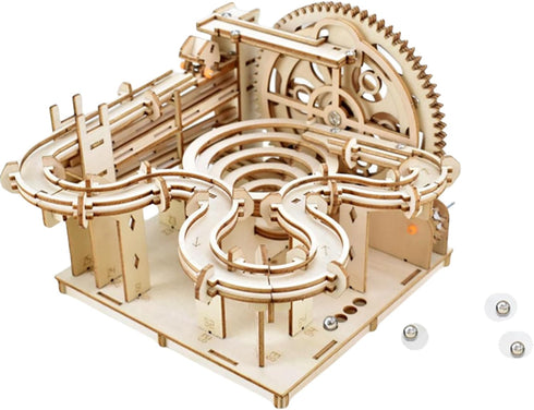 AIJUYE 3D 159pc 4 4hr 14+ Wooden Puzzles for Adults Marble Run Kit - Steel Marbles Build Mechanical Maze Model STEM