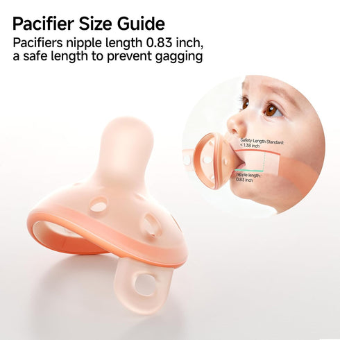 0-6 2pcs Garkoko Baby Pacifiers Months Breast Like Shape Pacifiers BPA-Free One-Piece Silicone Newborn Pacifier