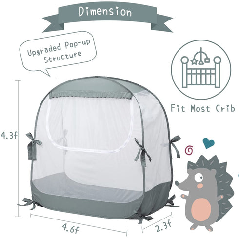 L RUNNZER Baby Crib Tent, Pop Up Crib Canopy to Keep Baby from Climbing Out, Safety Crib Net Mosquitoes Net