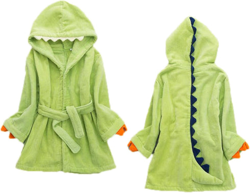 C-YOUNG Kids Boys Girls Bath Robe Toddler Cotton Towel Animal Baby Dinosaur Hooded Bathrobe