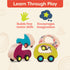 B. toys 6 Little Wooden Toy Cars Free Wheee-Lees Colorful Play Set for Kids, Toddlers, 1 Year +