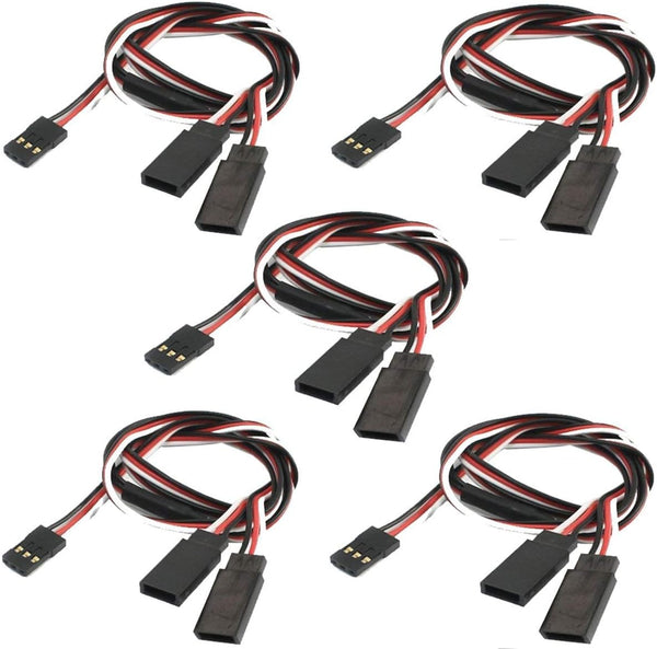 5Pack ShareGoo 30CM 1 Male JR Plug to 2 Female JR Plug Y Cables for RC Car Trucks Airplanes
