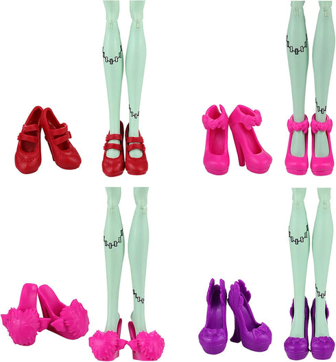 Barwa 10 Pairs Doll Shoes Accessories, Fashion High Heels, Sandals & Boots Pack