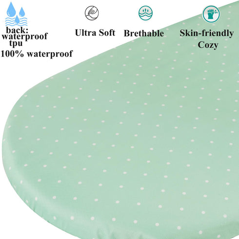Fadacudan Set 2 Pack Waterproof Changing Pad Cover Stretch Jersey Knit Super Soft Green Botanical Leaf & Dots
