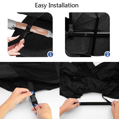 Baby Stroller Sun Shade, Universal Blackout Cover with Breathable Shield, Easy Installation Sun Rain Shade