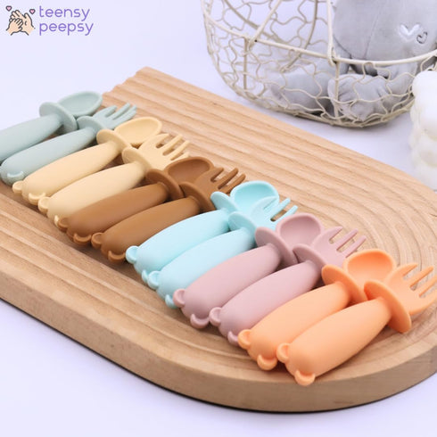 6+ Silicone Bear Shaped Baby Bowl with Suction, Spoon & Fork for Babies Months, Infant Feeding BLW Baby Essentials Must