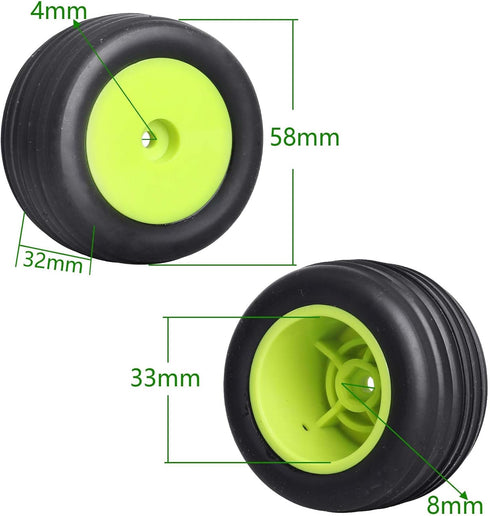 Mounted Front Wheels for Losi Mini T 2.0 Replacement 1/18 Off Road Directional Tires(Yellow)