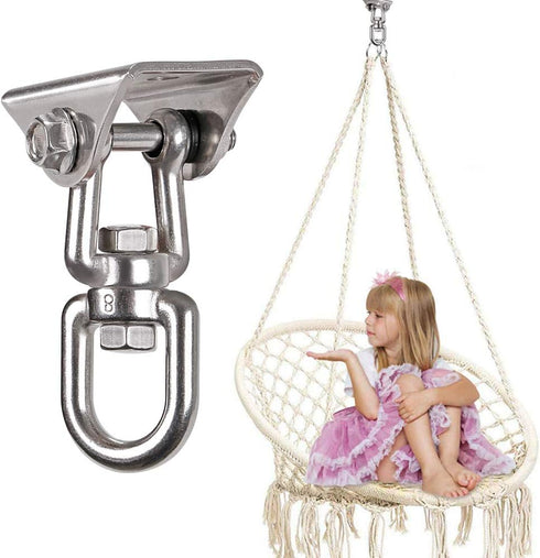 Heavy Duty 360° Swivel Swing Hanger, Stainless Steel Hammock Hook for Ceiling, Porch Swing, Gym, 1000 lb Capacity