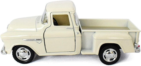 KiNSMART 1955 Chevrolet Stepside Pickup Truck, 5 Inch, 1:32 Scale Die Cast Metal, White
