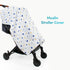 Muslin Stroller Cover - Versatile Baby Stroller Sunshade, Windbreaker, and Insect Shield - Stylish and Breathable Travel Accessory (Blue Star)