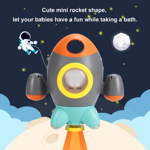 Baby Bath Toys, Space Rocket Shape Bathtub Toys for Toddlers, Spray Water Toys with Rotating Fountain for Kids