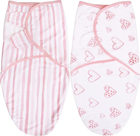 Biloban Swaddle Blankets for Baby Girl, 3-6 Months, Cotton Newborn Swaddle, Lovely Pink Print, 2 Pack