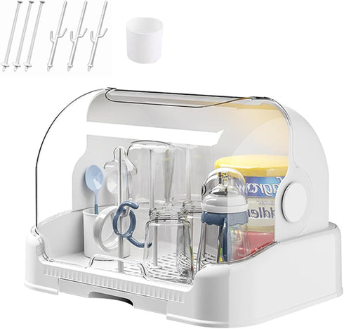 cjc Baby Bottle Drying Rack Storage Organizer with Cover Portable, Durable Countertop