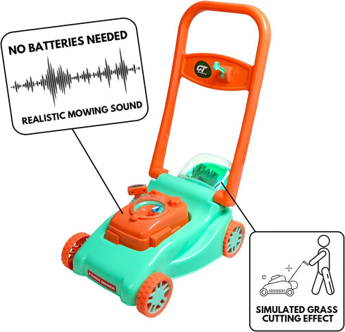 Kids Lawn Mower, No Batteries Required Toddler Lawn Mower with Realistic Grass-Cutting Action and Sounds for Outdoor