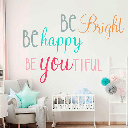 Inspirational Wall Decor Quotes for Boy Girl RoomBe Bright Be Happy Be Yout iful Decor for Living Room Bedroom