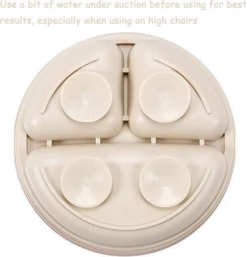 PandaEar Silicone Baby Feeding Set, 2 Divided Suction Plates + 2 Bowls + 2 Tiny Cups with Spoons (Blue White)