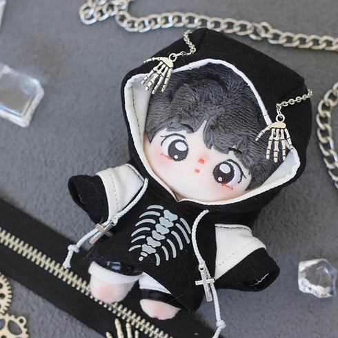 niannyyhouse 10cm Plush Doll Clothes Hoodie Color Blocked Pants Black and White Outfit Doll Accessories (Black)