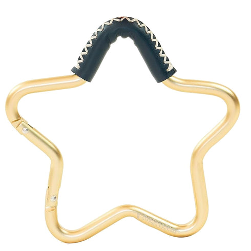 BUGGY GEAR STAR HOOK by BUGGYGEAR, Gold/Navy Leather Hook for Carrying Baby Diaper Bag on Stroller Handle Bars