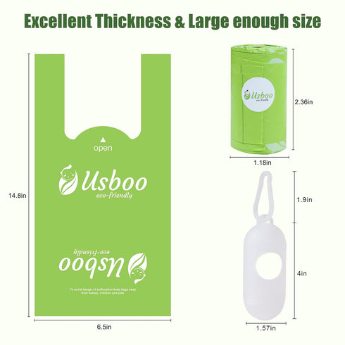9 Rolls/108 USBOO Disposable Diaper Bags for Baby, Refill BagsOXO-Biodegradable Diaper Sacks with Dispenser,Easy-Tie