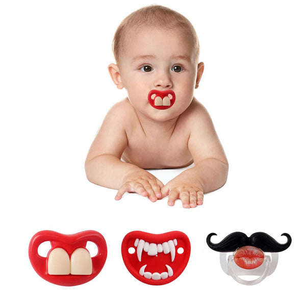 ROBBEAR Funny Baby Pacifier, Cute Mustache Binkies, Fake Big Teeth Binky Bucktooth