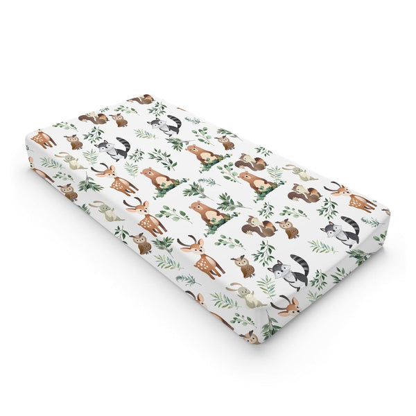 Woodland Animals Boho Leaves Changing Pad Cover, Soft Stretch Fitted Diaper Changing Mat Sheets for Boys Girls, 32" x