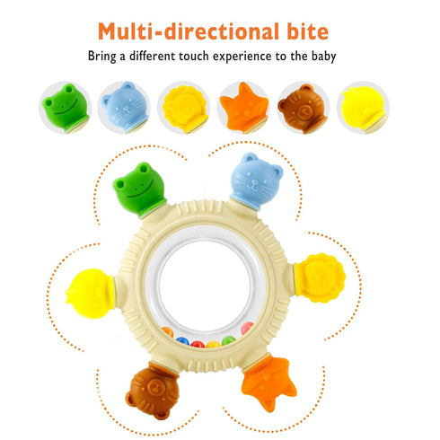 0-6 6-12 Baby Teething Toy for Months Sensory Toys Baby Rattle Teether | Freezer Safe Silicone Teether | Silicone Baby