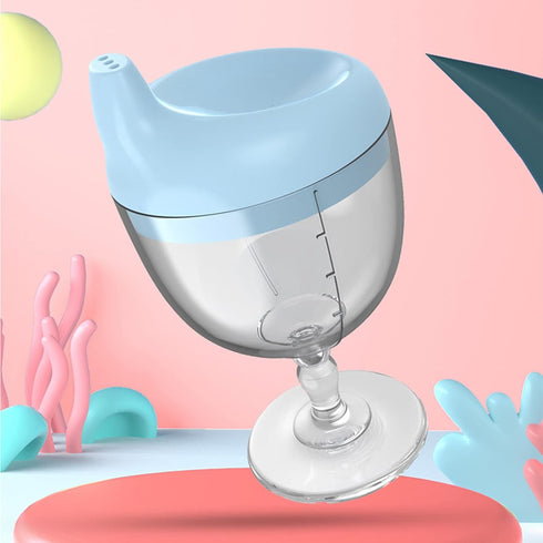 Wine Sippy Cup, Plastic Baby Goblet with Lid for Kids Birthday Party or Celebration (over 8 months)