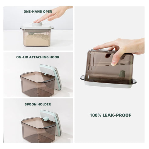 1700ml 21OZ, 1.32LB, 600g, Airtight Formula Container Pop Up Milk Powder Container Formula Dispenser, Brown