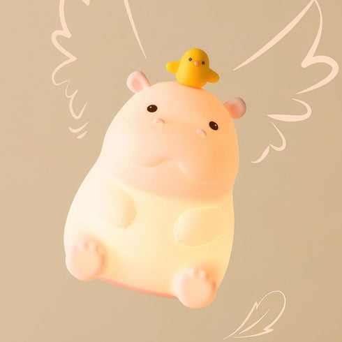 BemeedLigt Dimmable Hippo Night Light, Cute Silicone Squishy LED Lamp, Nursery Nightlight, Rechargeable Bedside Table
