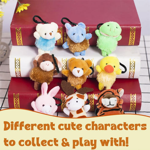 24Pack Mini Animal Plush Toy Set - Cute Assortment Keychain Toys, Small Stuffed Animal Gifts for Kids