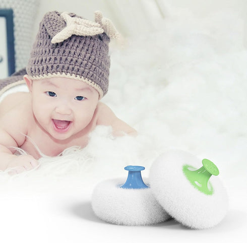RAFGALDEX Baby Powder Puff and Container Gentle Wool Body Powder Puff with Empty Loose Dusting Powder Box Case