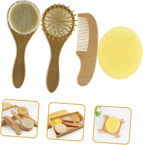 Set Gentle Silicone Bath Brush & Comb for Newborn Hair Care