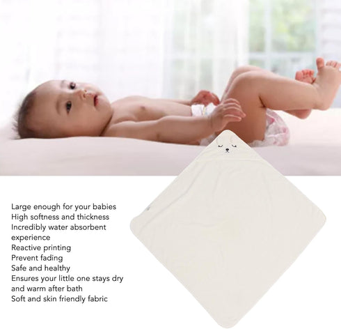 Hooded Baby Bath Towel, Cartoon Animal Baby Swaddle Towel, Soft Fleece Water Absorption Baby Towel Ultra Absorbent Bath