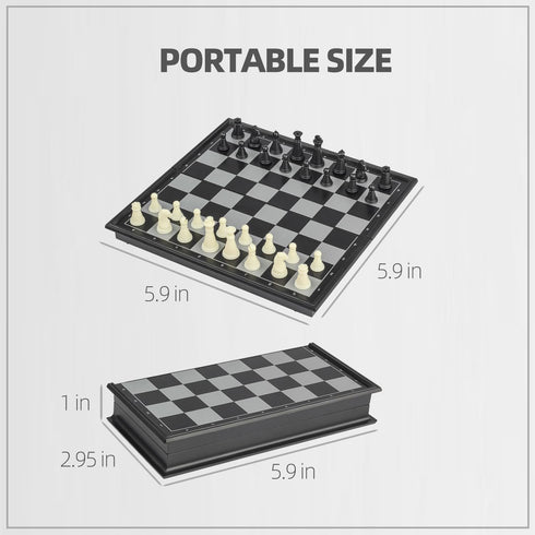 Pedolini Set Set 5.9 Inch) Travel Chess Magnetic Portable Folding Board - Small Mini Pocket Chess (X-Small /