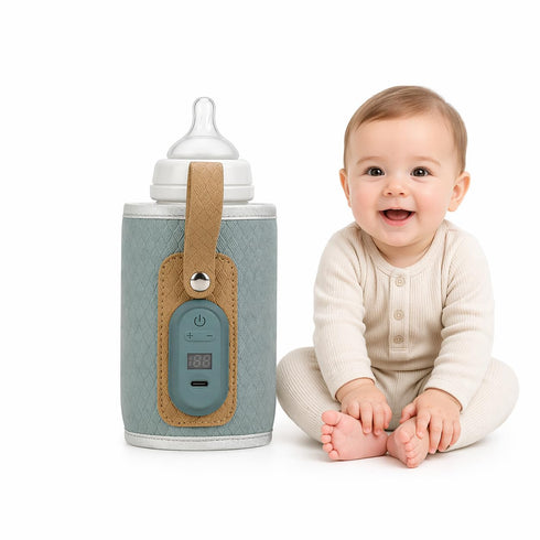 Generic Portable Baby Bottle Warmer Travel Bag, Milk Bottle Heating Cover, PU Insulated