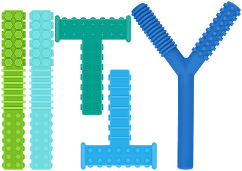 ERKOON 5 Pack Sensory Chew Toys for Autistic Children, Silicone Chewy Tubes