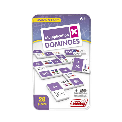 Junior Learning Multiplication Dominoes Game Set, 28 Pieces Educational Math Skills for Ages 7-9