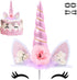 Pink Unicorns Cake Topper Decorations for Girls - Handmade Birthday Party Supplies with Eyelashes, 5.8 Inch