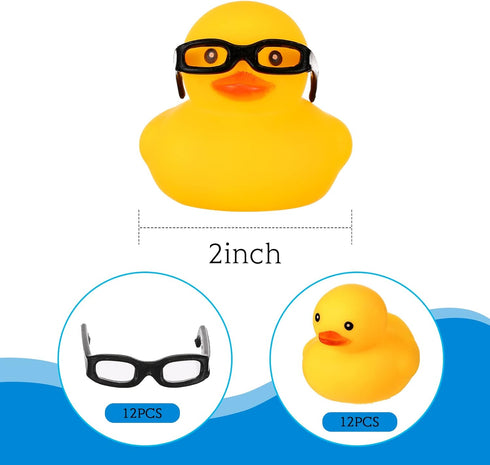 12 12 Chivao Pcs Rubber Ducks with Sunglasses/ Hats/ Headwear Small Mini Carnival Cruise Birthday Rubber Duckies
