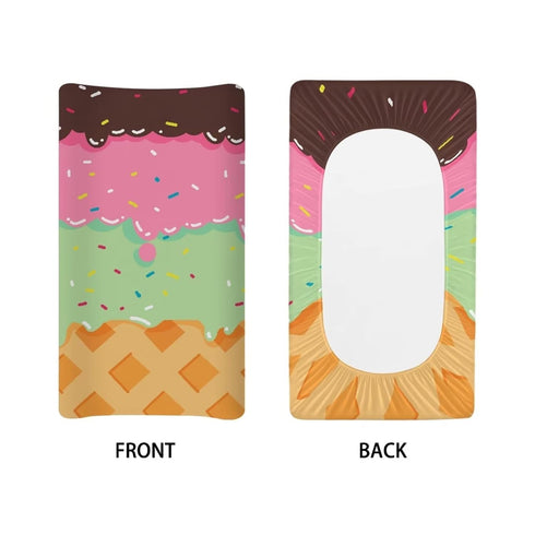 Cute Ice Cream Print Changing Pad Covers, Ultra Soft Fitted 32"X16" Changing Table Sheet for Boys Girls, Summer Fun