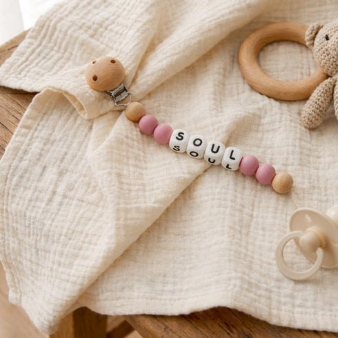 Customizable Silicone Pacifier Clip with Name - Personalized Monogram for Boys and Girls