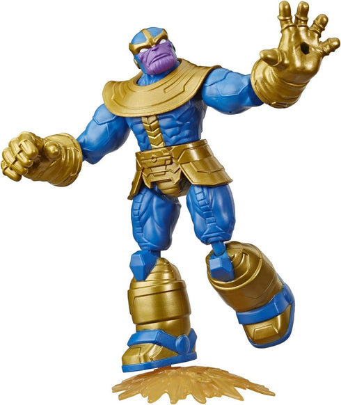 Avengers Marvel Bend and Flex Action Figure Toy, 6-Inch Flexible Thanos Figure, Includes Blast Accessory, for Kids Ages